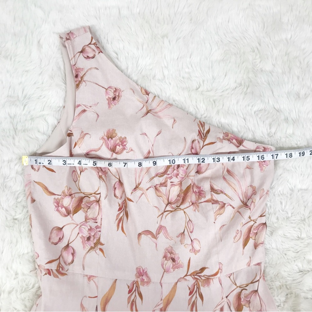 ANTONIO MELANI Pink Floral One Shoulder Jumpsuit Linen Blend Belted Size 10 New‎ - Picture 11 of 13